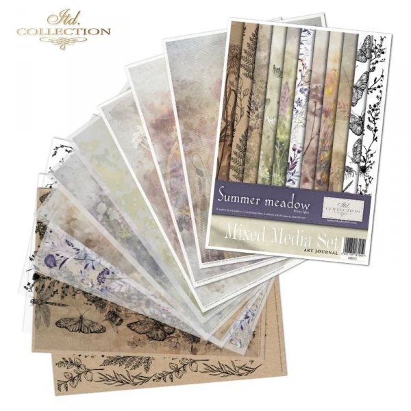 Kreativní sada Letní Louka, 11 papírů A4 na decoupage, scrapbooking