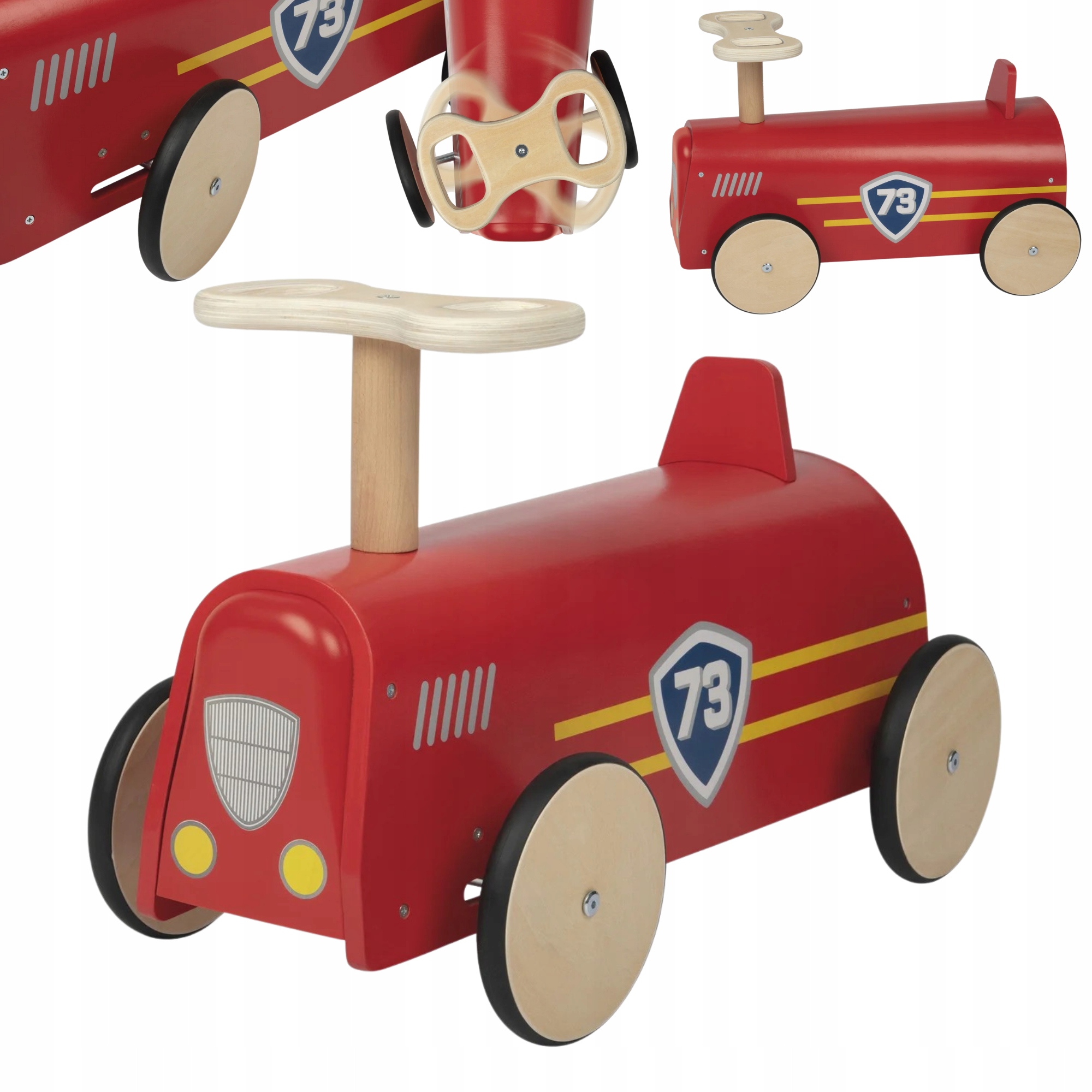 Samochodzik Auto Jeździk Drewniany Czerwony Playtive chodzik retro