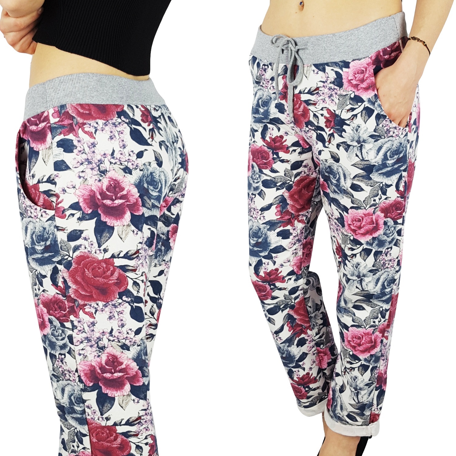 WYGODNE - SPODNIE - DRESOWE - KWIATY - BAWEŁNIANE Marka inna