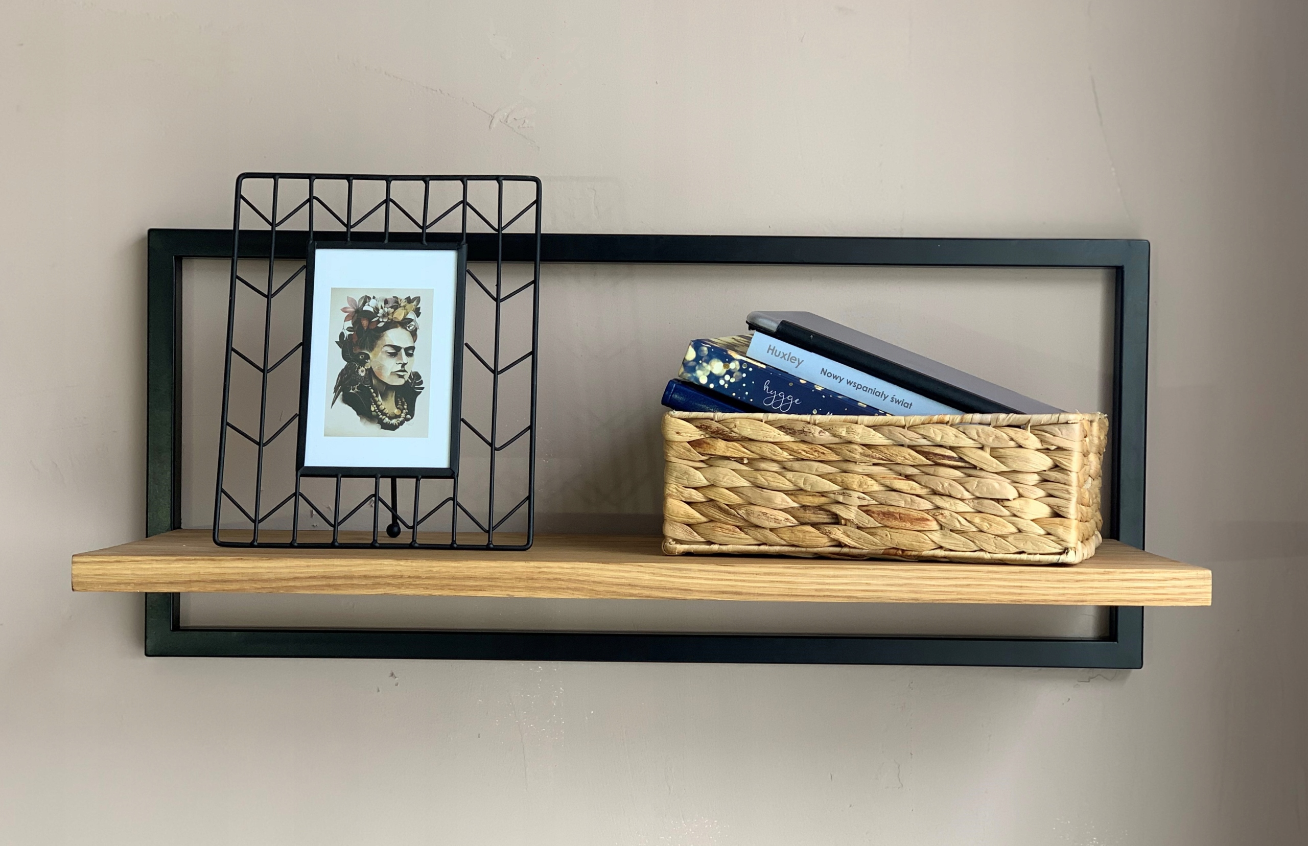 PÓŁKA ŚCIENNA WISZĄCA METALOWA LOFT NA ŚCIANĘ DĄB Kod producenta półka 3