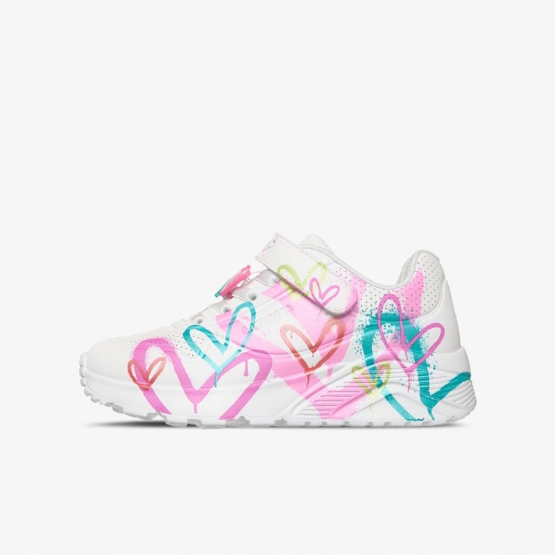 Buty młodzieżowe Skechers JGoldcrown: Uno Lite Heart Status białe 31496