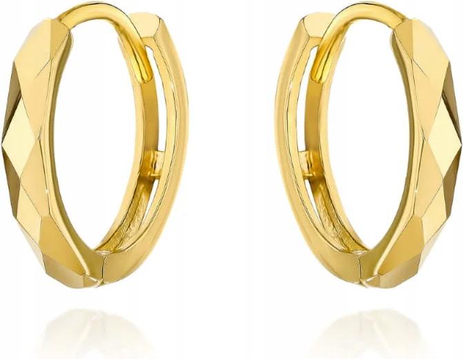 Náušnice zlaté 585 diamantové kroužky na kreolu široké s ozdobou