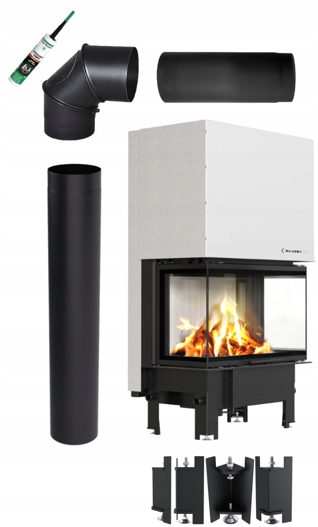 Kominek Wkład Regnor 800/400 8kW Gilotyna 3 Szyby Zestaw Montażowy