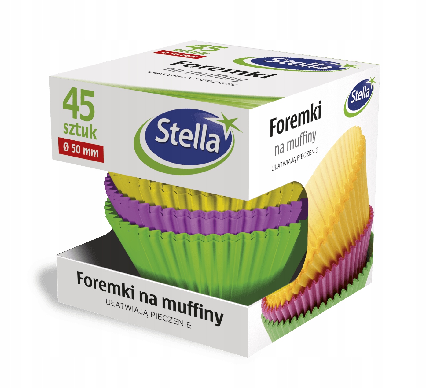 

Foremki na muffiny kolorowe 45szt Stella