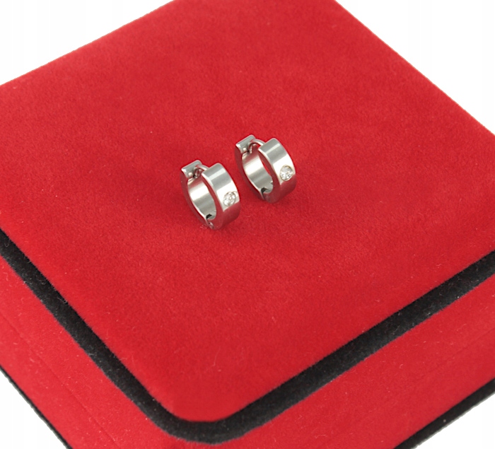 

Kolczyki Srebrne Ring Stal Nierdzewna Zirconia