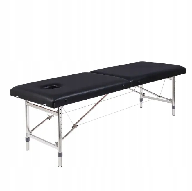 Składane przenośne łóżko kosmetyczne|do masażu |metalowe Czarne Z Pokrowcem