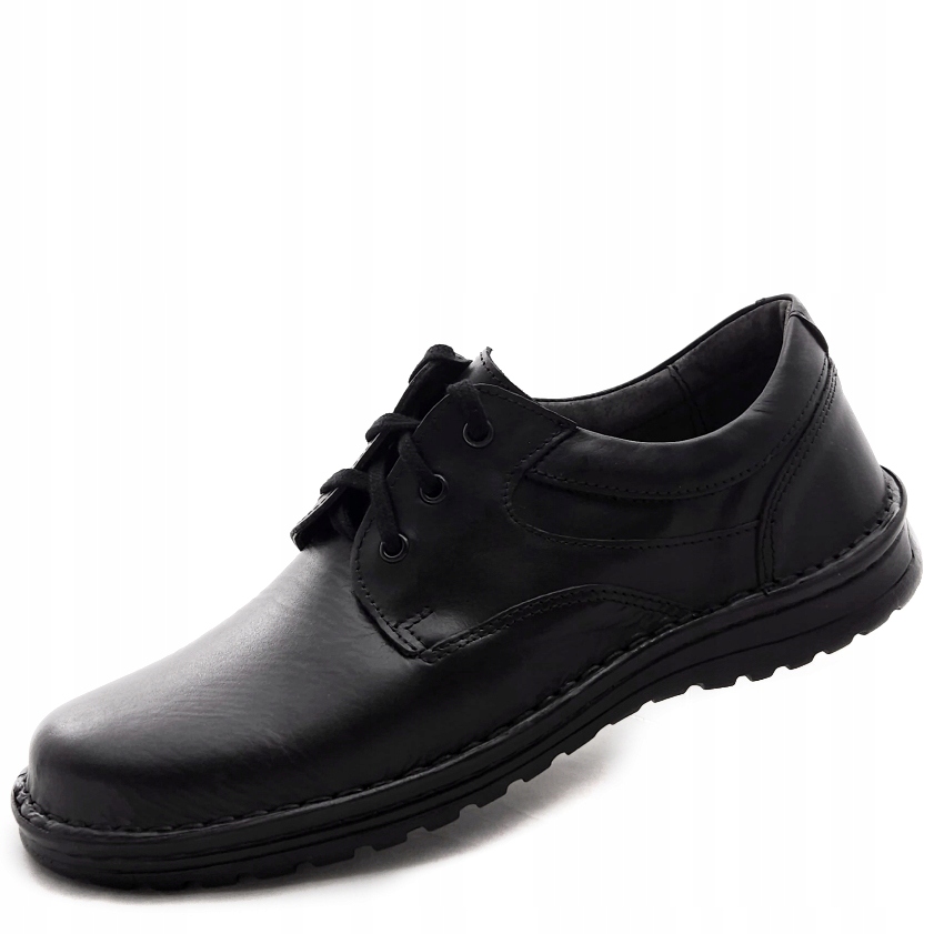 Klasické kožené polobotky pánské široké Černé Bukat 201