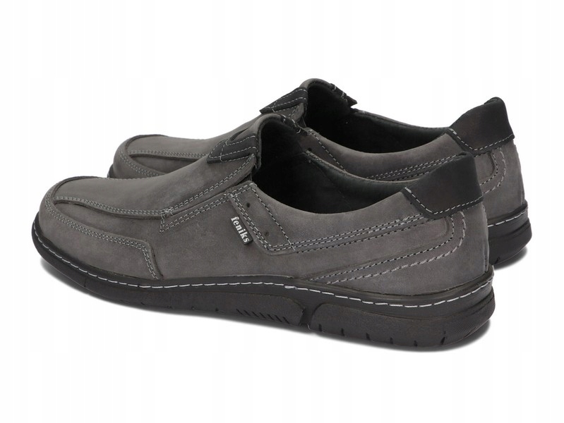 MOKASYNY SKÓRA NATURALNA PÓŁBUTY 102 SZARY 40 Oryginalne opakowanie producenta pudełko