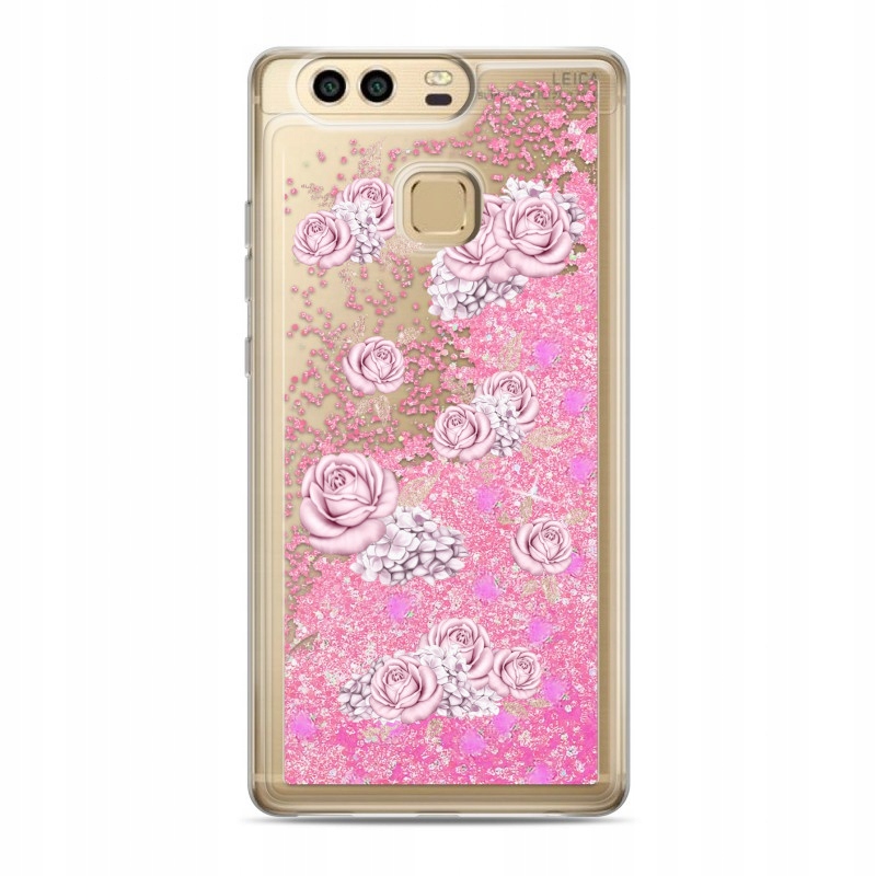 

etui płynny brokat kwiaty do Huawei P9