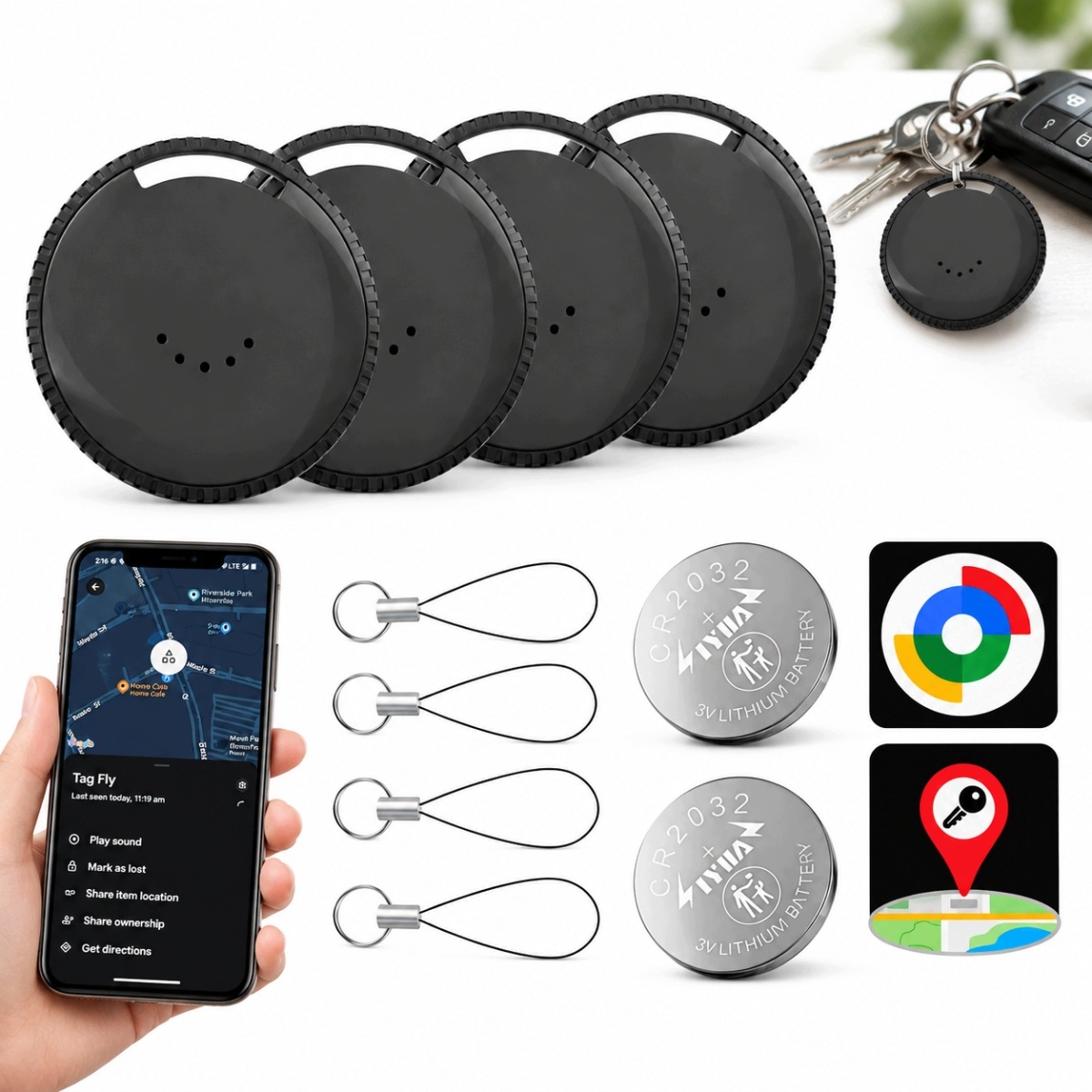 Mini Lokalizator Gps Bluetooth Tracker Do Kluczy Portfela Torebki 4SZT
