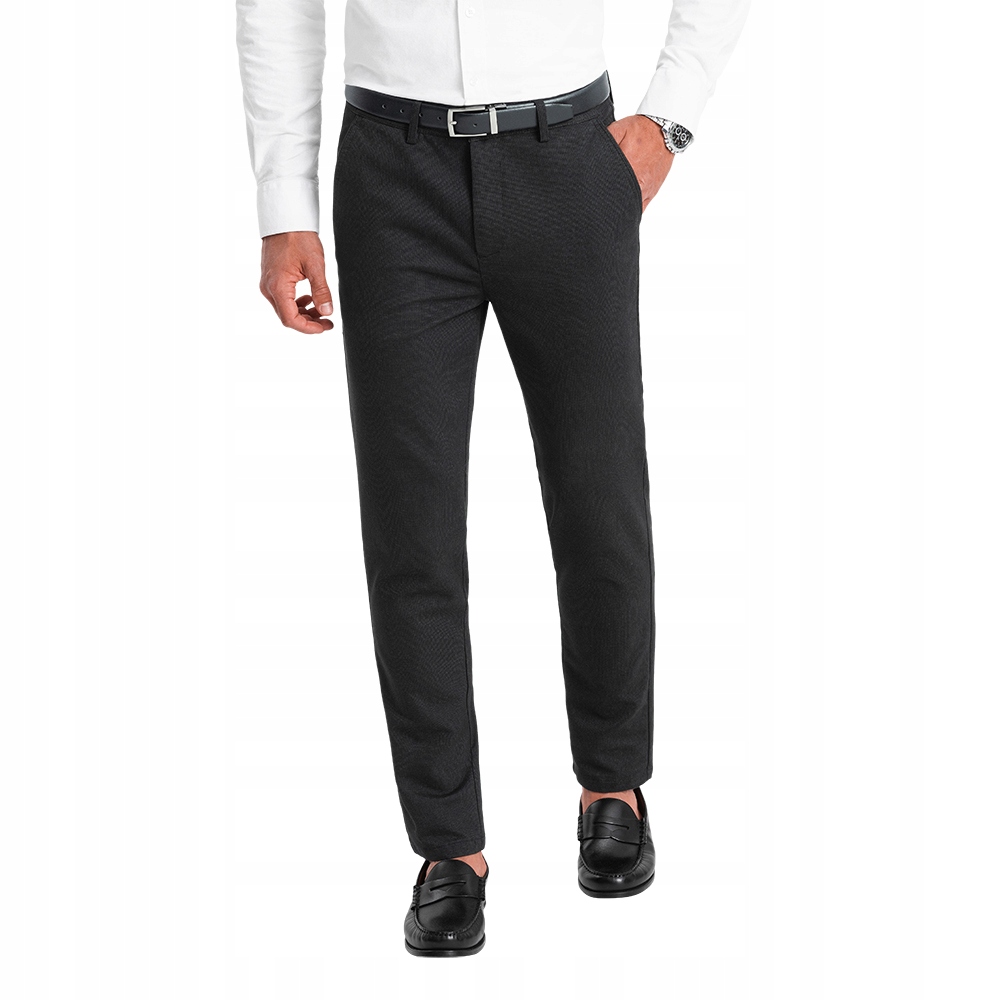 Pánské chino kalhoty s jemnou texturou, černé V5 OM-PACP-0188 XL