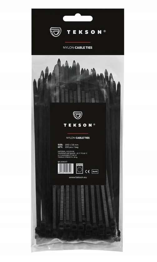 OPASKI ZACISKOWE TRYTYTKI 200X3,6 MM CZARNE OPASKA ZACISKOWA 100 SZT.