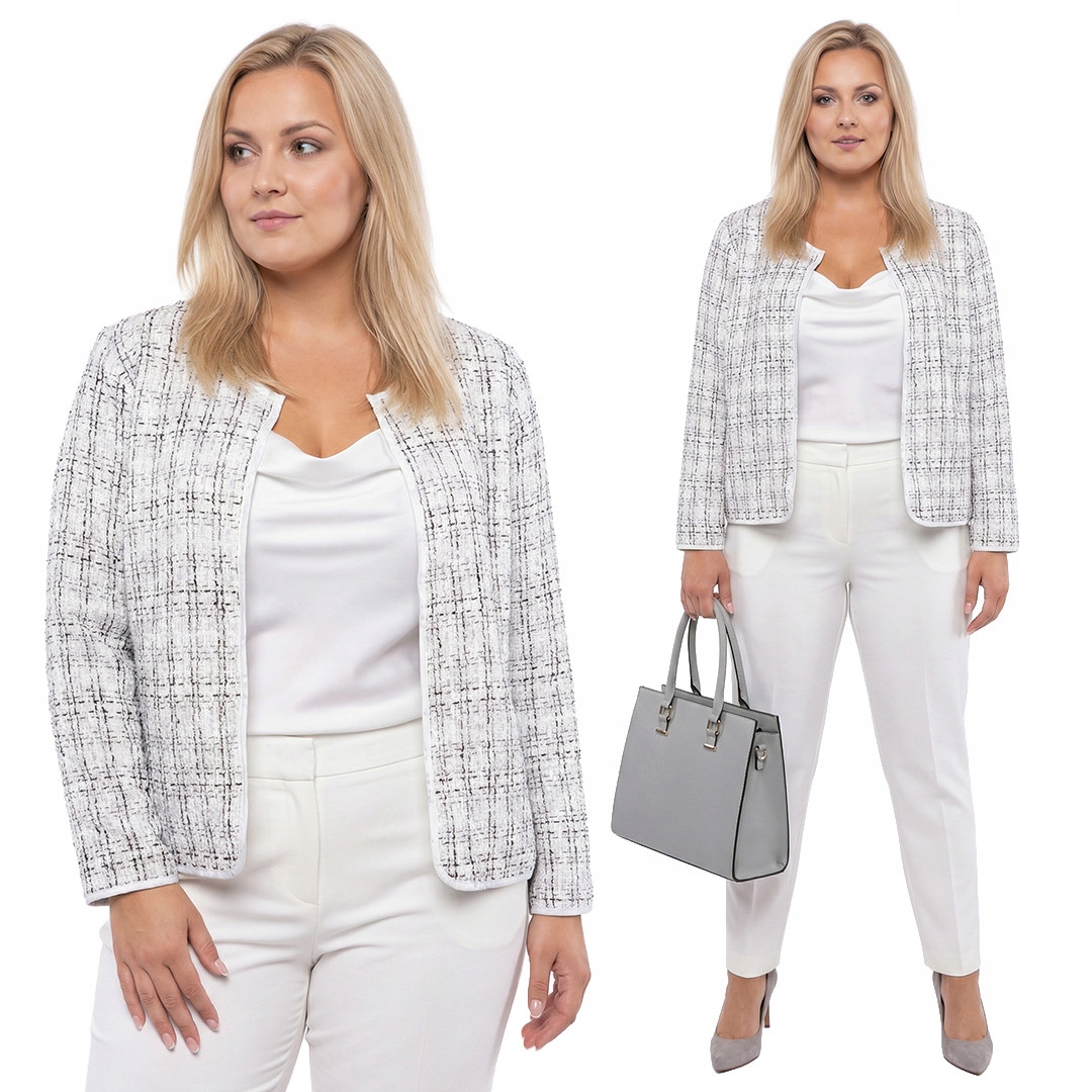 Bílo-černý žaket tweed plus size velikost 46