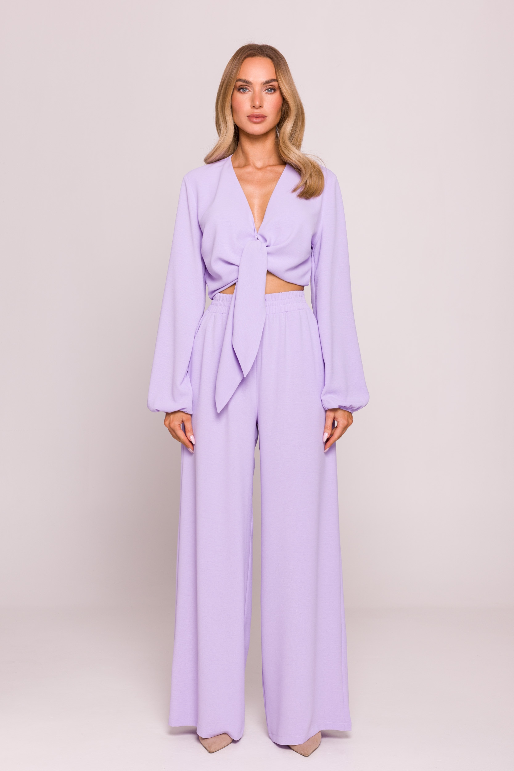Elegantní Dámské Kalhoty Široké, Volné, Dlouhé, Letní, Fialové, Velikost 42 XL