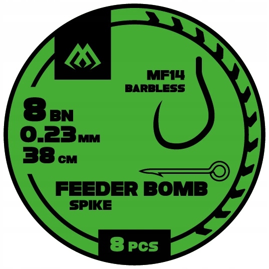 Przypon Mikado Feeder Bomb MF14 z Igłą bez.zadziora 0.18mm/38cm nr 14 8szt