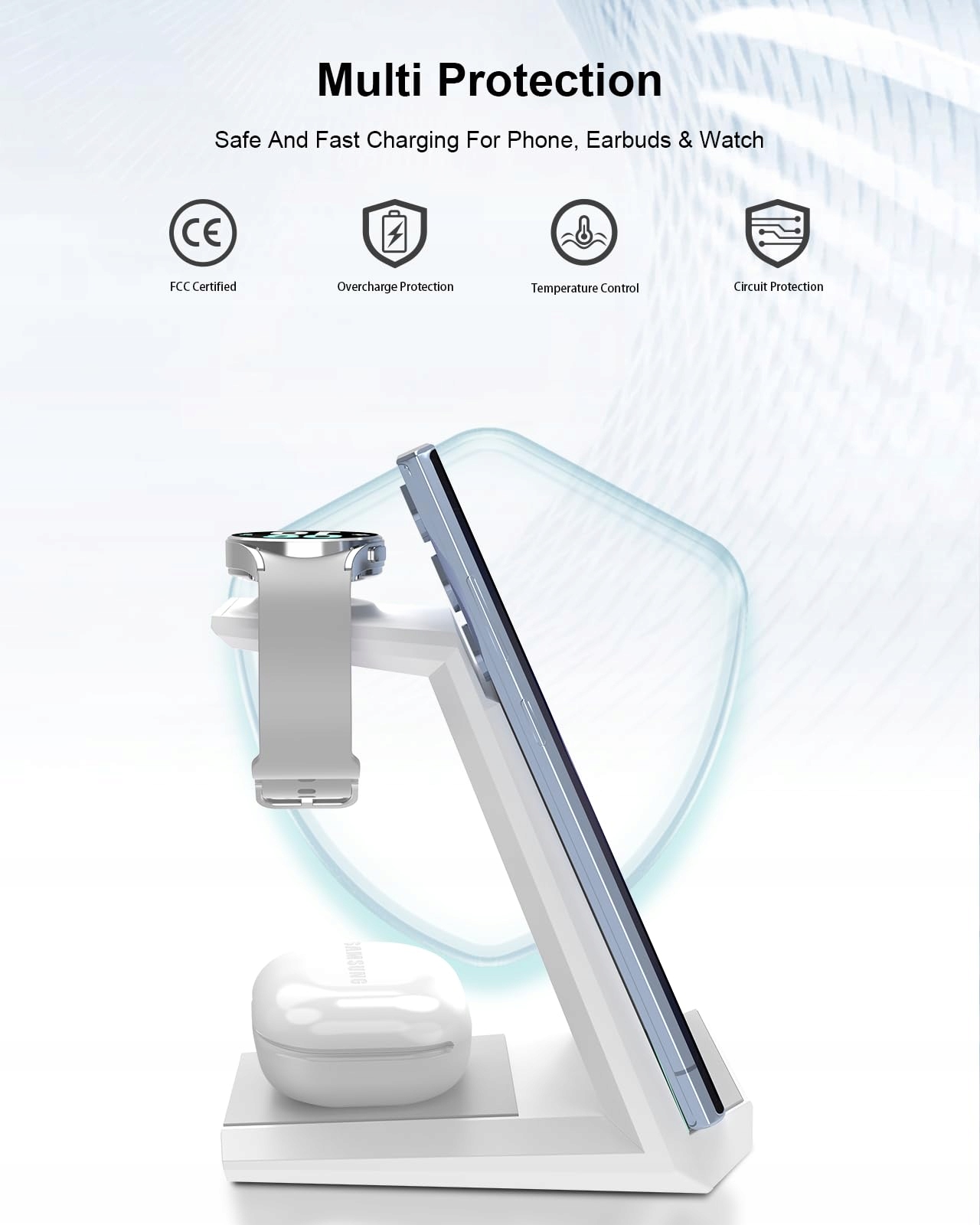 NANAMI Stacja Ładowania Indukcyjna 3w1 Dla Samsung Galaxy Watch i Buds — miniatura 7