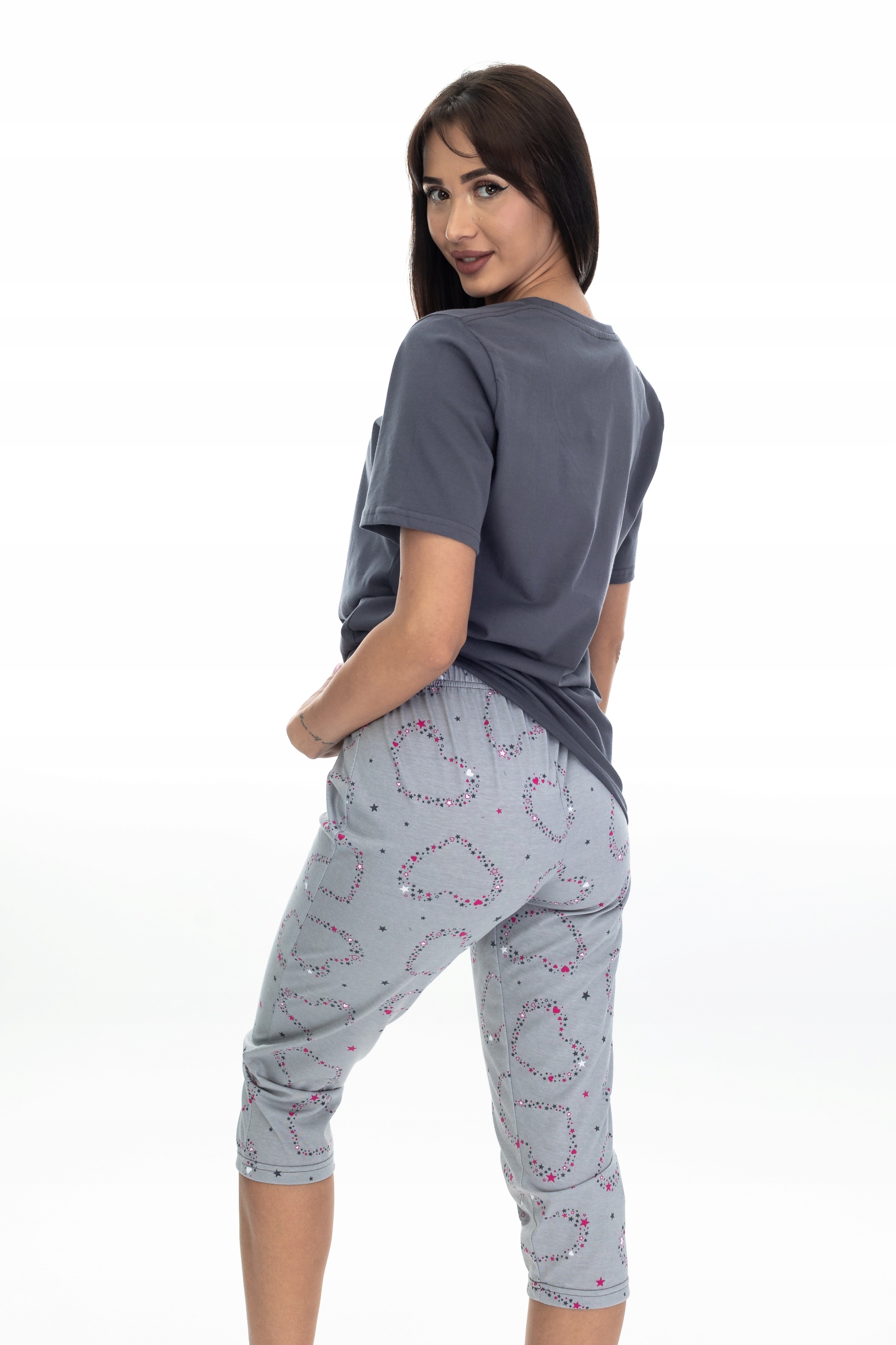 PIŻAMA DAMSKA KR.RĘKAW 3/4 SPODNIE KUBA GRAFIT MAGIC 5XL Rozmiar 5XL