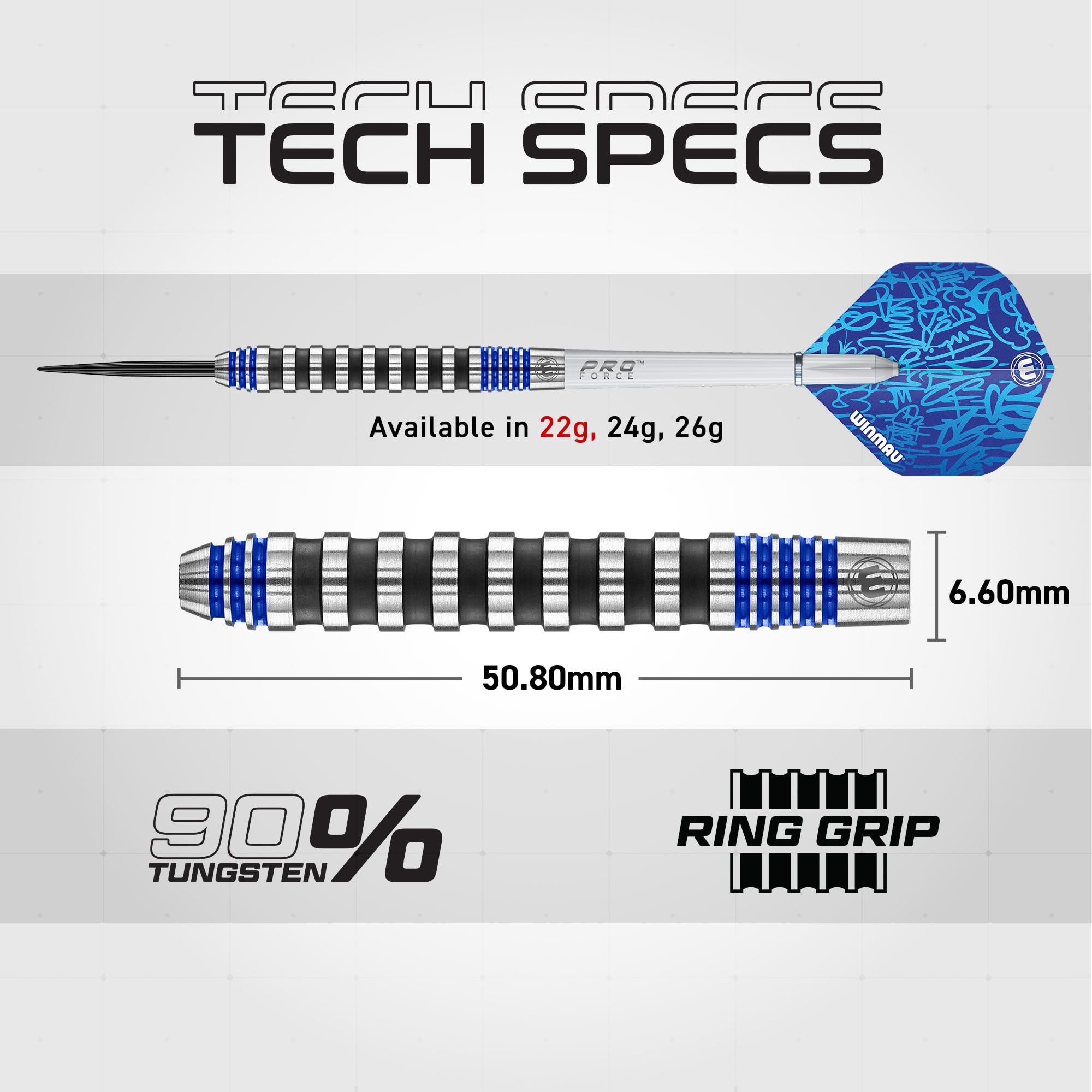 WINMAU Advance 500 Niebieskie Rzutki 22g Z Piórkami I Trzonkami — miniatura 4