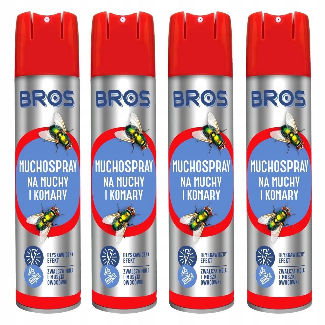 SPRAY NA MUCHY KOMARY OWADY BROS 400ml x 4