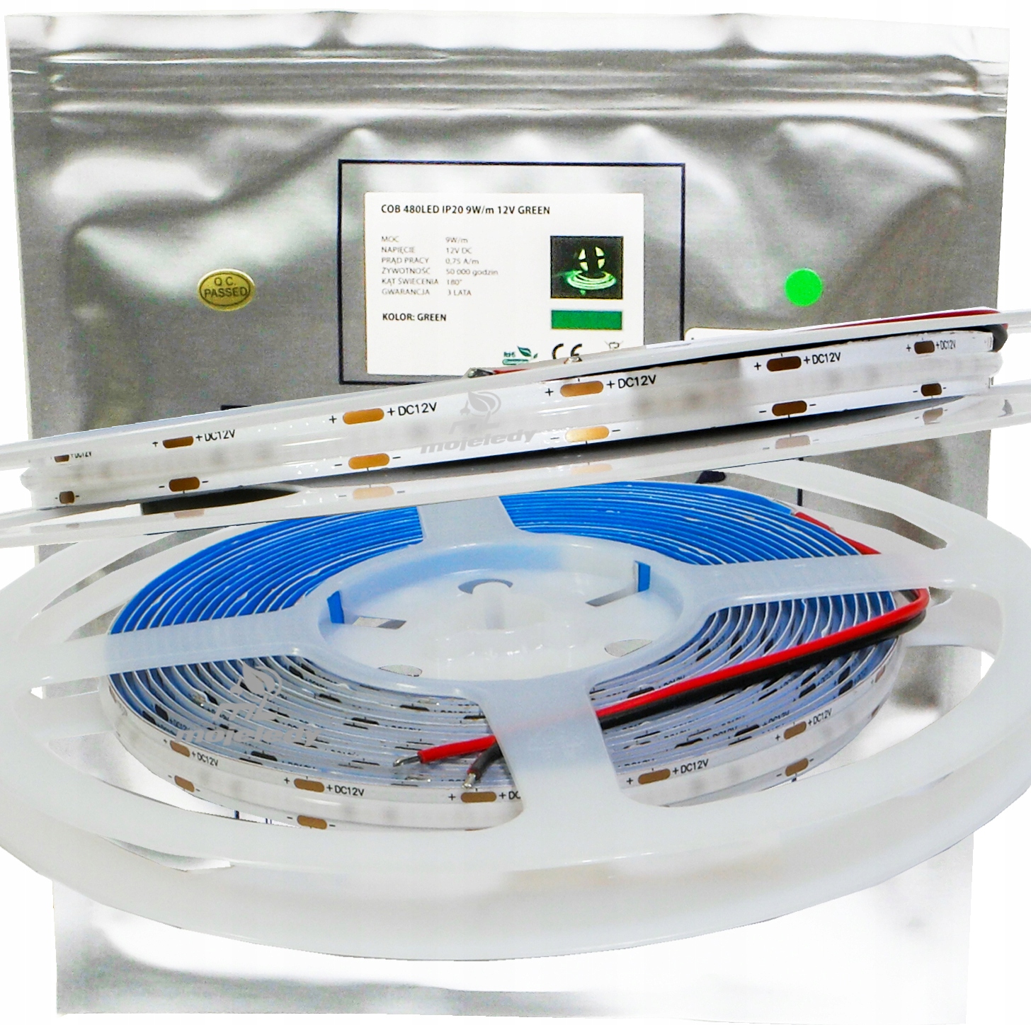 Neon Led páska 2835 Cob 12V 45W 9W-m zelená Green