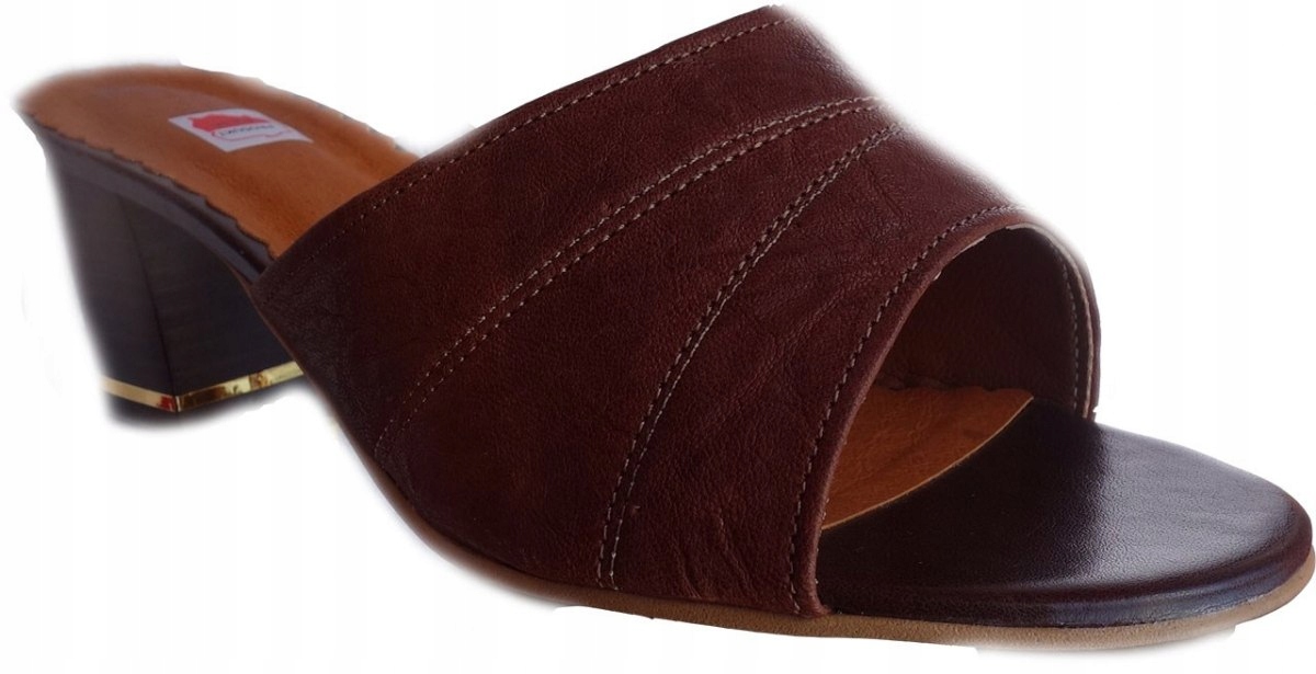 SKÓRZANE klapki DAMSKIE tęgośc H BRĄZOWE 36