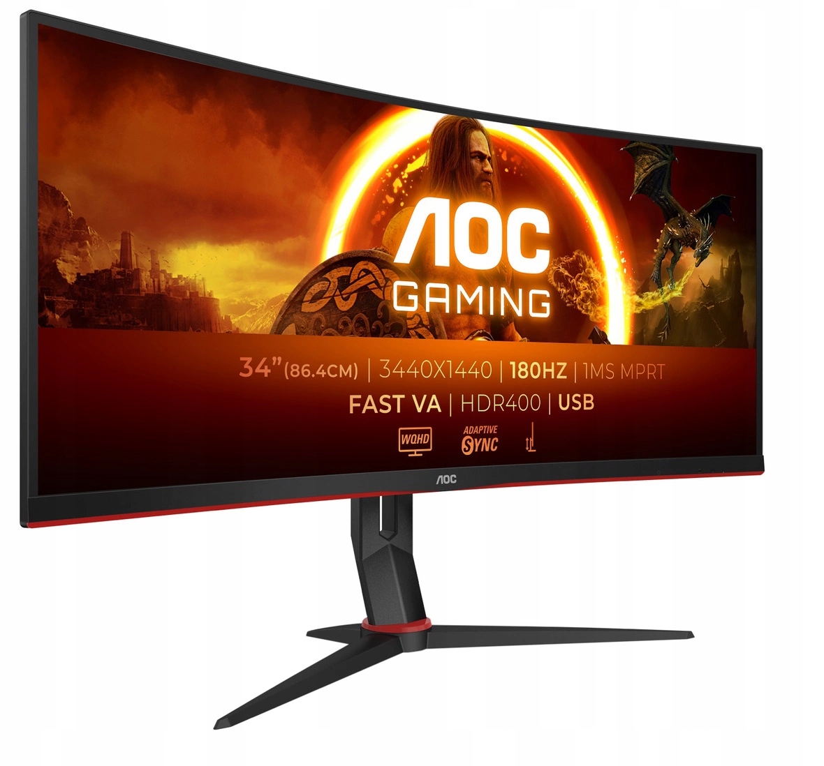 Monitor gamingowy Aoc CU34G2XPD/BK 34" 3440x1440 Va 180Hz Zakrzywiony ekran