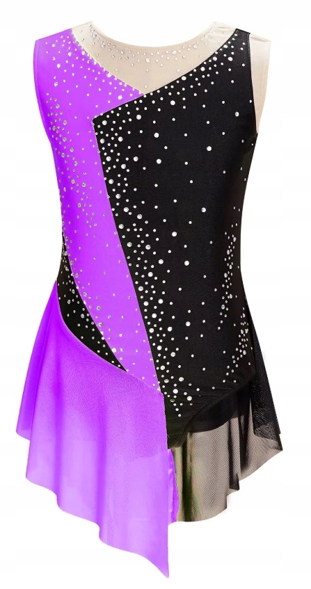 Body Tunika Šaty Balet Akrobacie Kostým Gymnastika Fluo Fialová 146/152