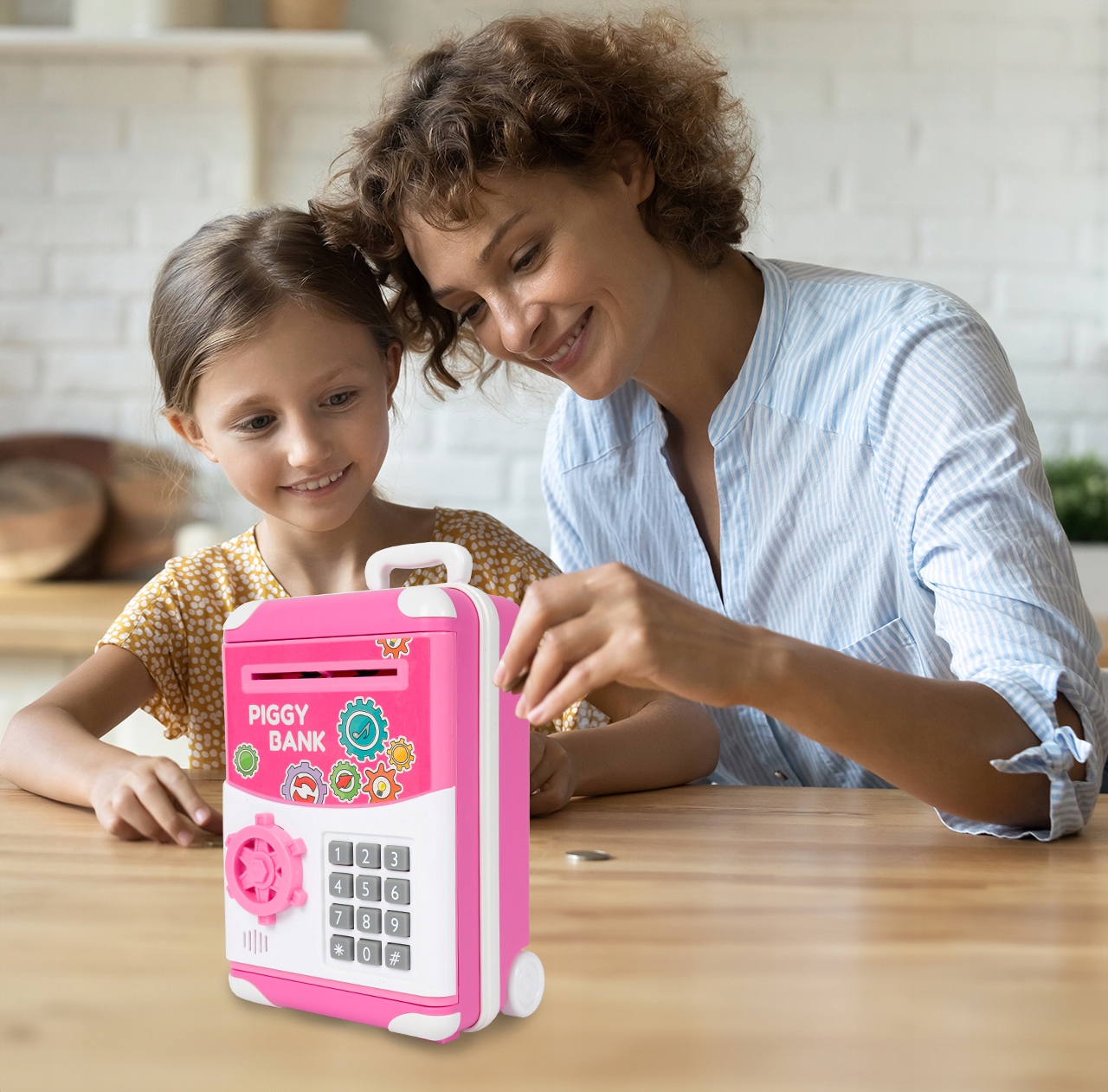 SPARSCHWEIN SICHERER ELEKTORKOFFER SOUND ON PIN FÜR KINDER ROSA Dominantes Material Kunststoff