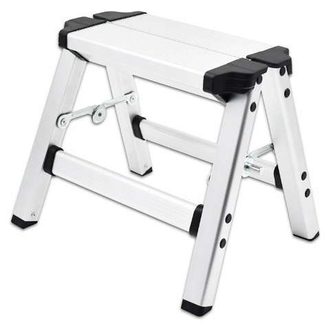 Žebřík Hliníkový Dvoustupňový Malý Skládací 28 cm Plošina Domácí