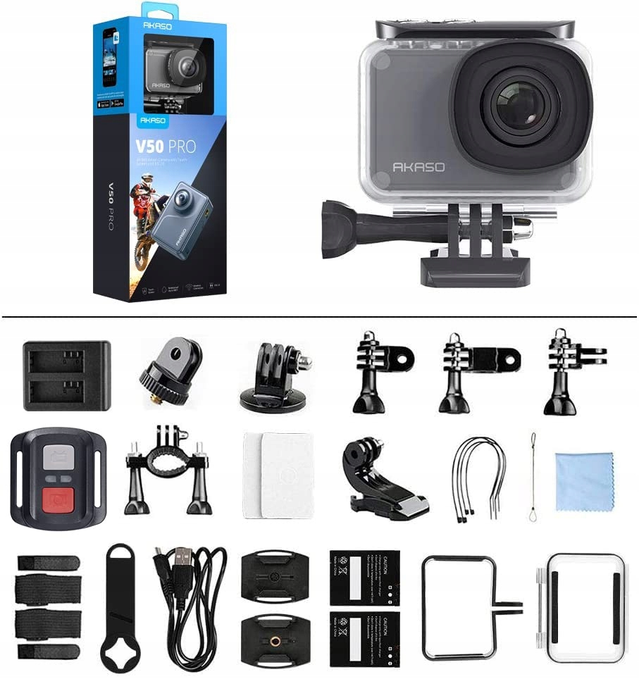 AKASO Kamera Sportowa 4K 30FPS 20MP WiFi Ekran Dotykowy EIS 40M Podwodna