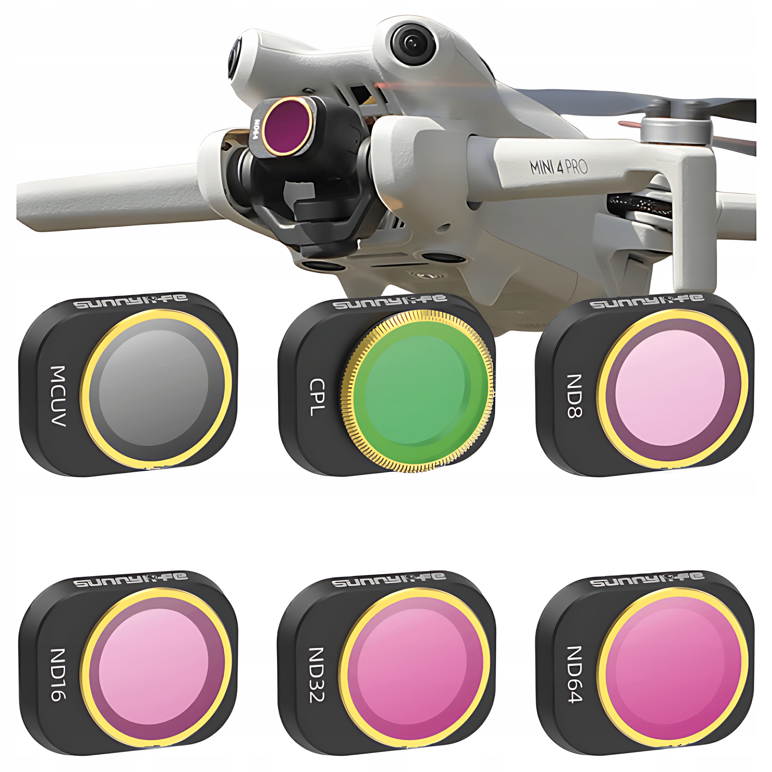 Sunnylife Sada filtrů 6x Mcuv Cpl Nd 8 16 32 64 pro dron Dji Mini 4 Pro
