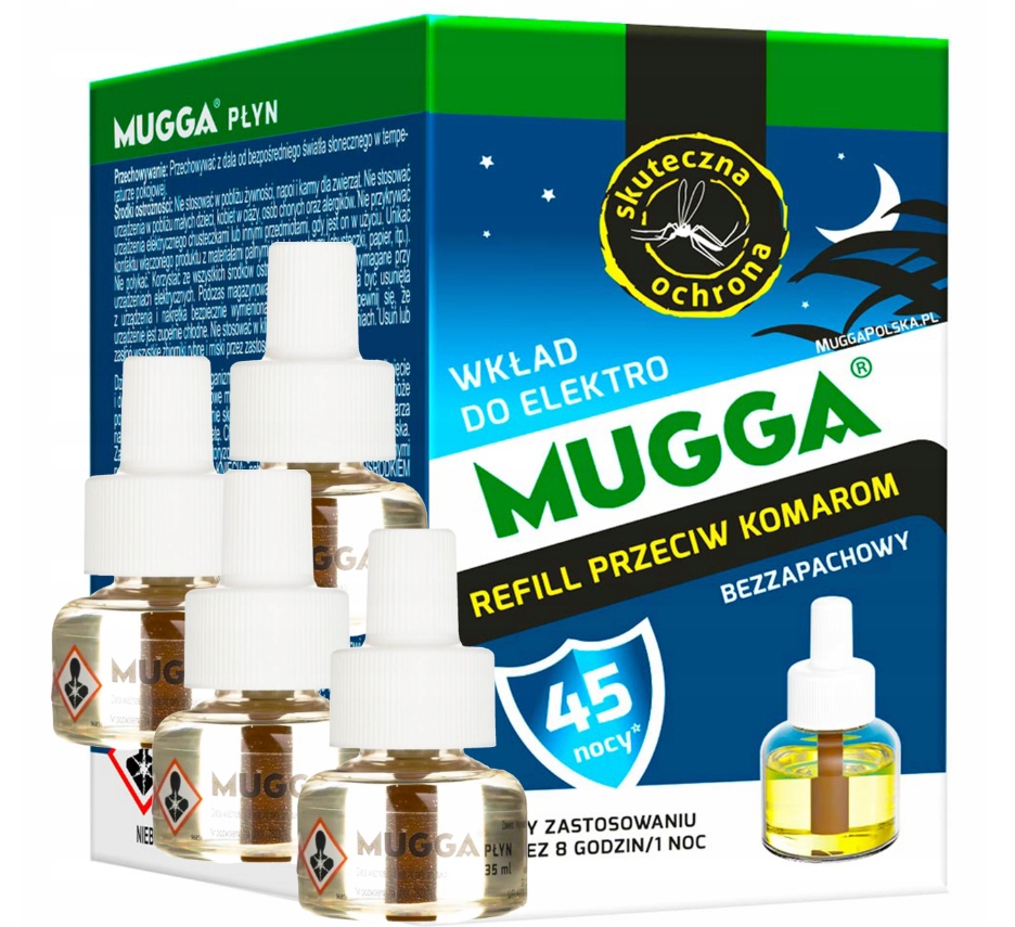 4x Wkład Uzupełnienie Płyn Do Elektro Komary Mugga 06.2027r Nowa Skuteczna