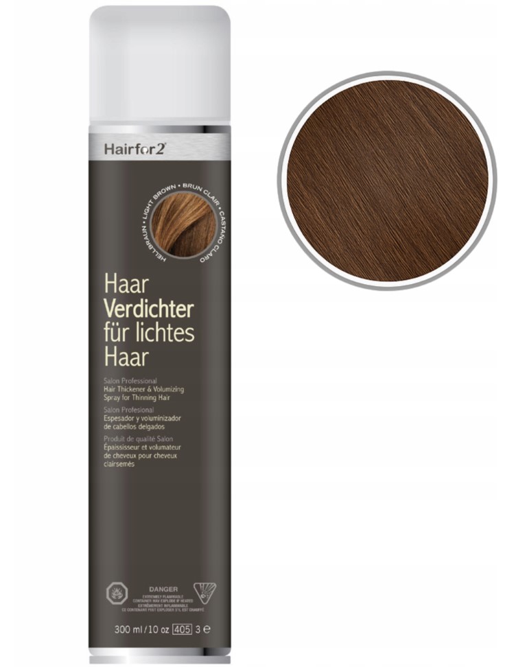 HairFor2 300ml Středně Hnědá Mikrovlákna Zahušťování Maskování