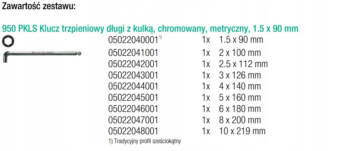 WERA Zestaw Kluczy Kątowych Metr. 9-cz. Chromowane Stalowe — miniatura 6