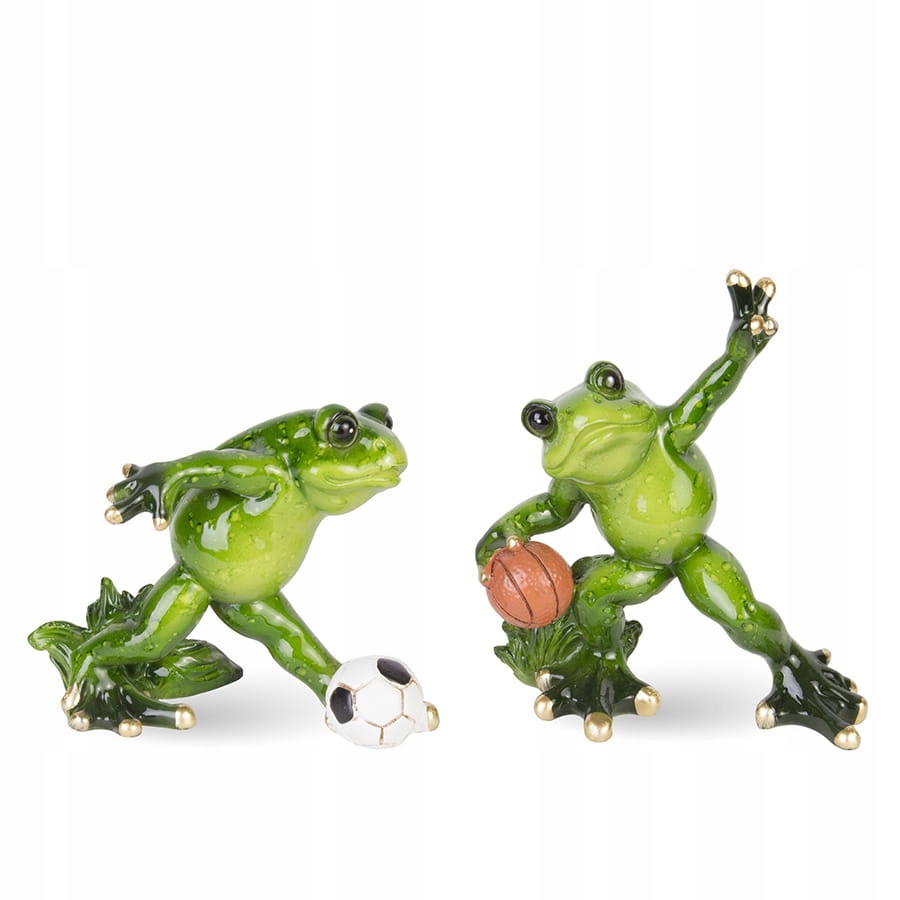 

Dekoracyjne Figurki Żab Piłkarz i Koszykarz żaby
