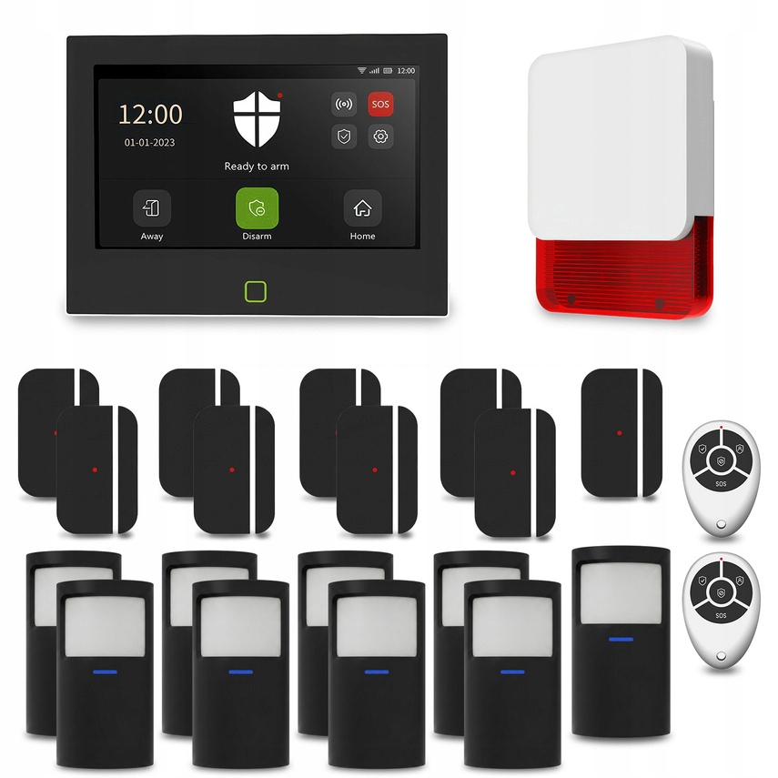 Bezdrátový alarm černý WiFi Gsm 4G, Huxgo HXA700 venkovní siréna