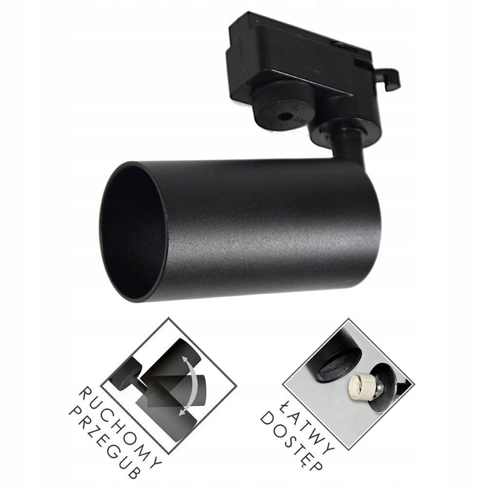 6x SPOT REFLEKTOR GU10 SZYNOPRZEWÓD 2m na szynę 1f Marka LED-ONE