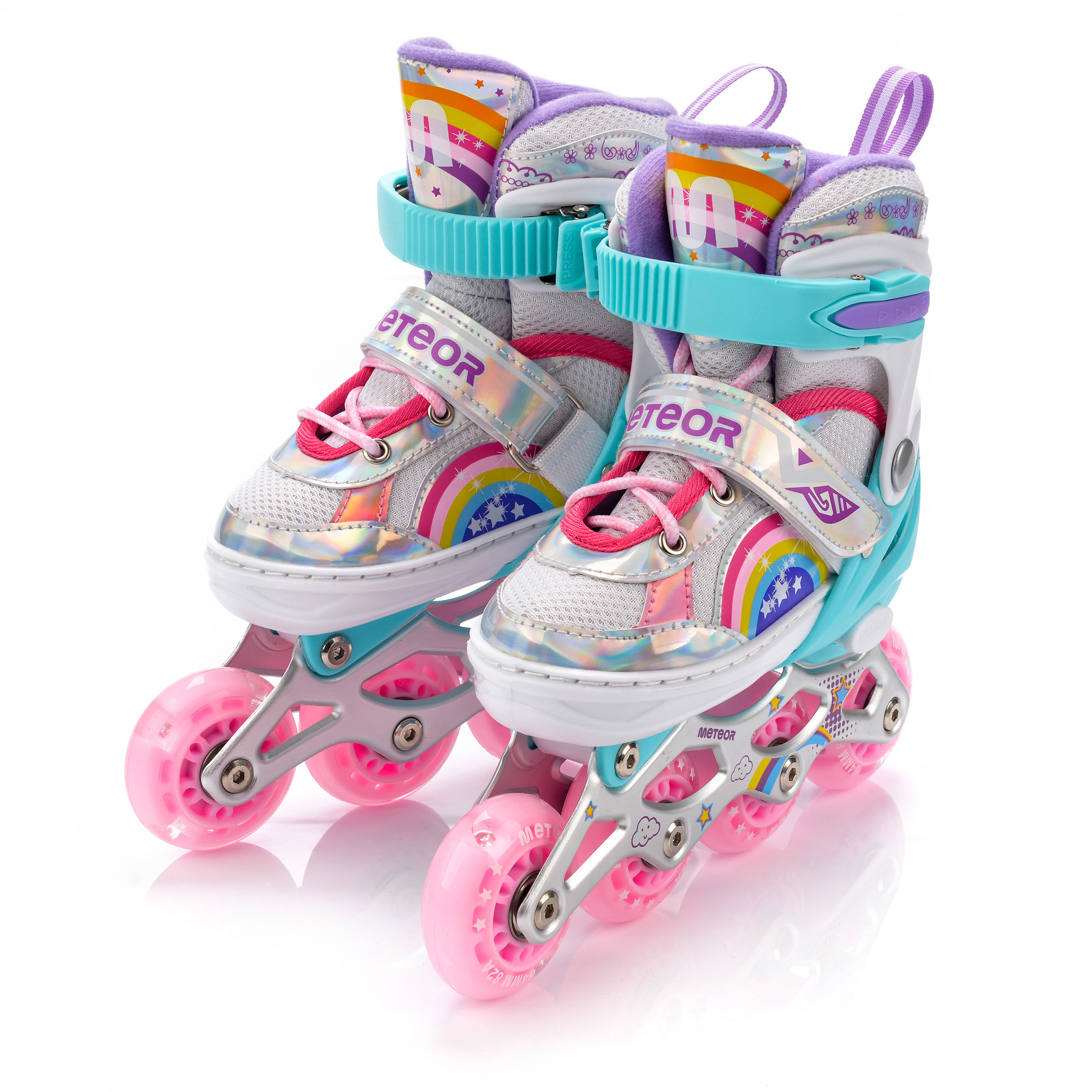 Kolečkové Brusle 4v1 Meteor Rainbow S 30-33 kombinované brusle: kolečkové, na led, inline Led 82A