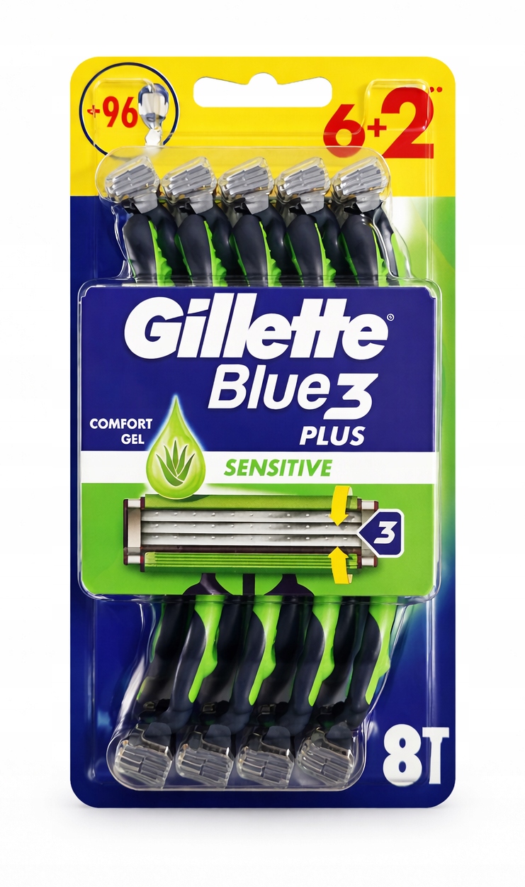 2x Gillette Blue 3 Zestaw 8 Maszynek Do Golenia Sensitive