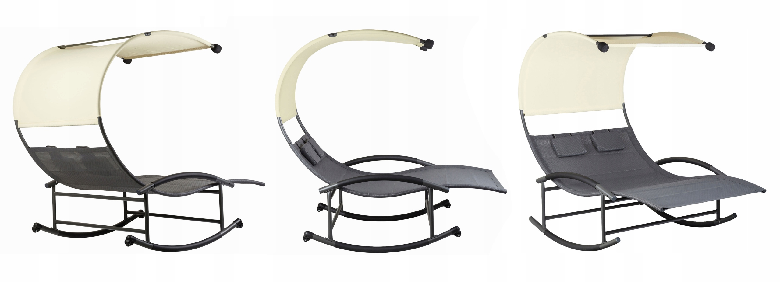 LEŻAK OGRODOWY Dwuosobowy XXL LEŻANKA NA TARAS BUJAK HUŚTAWKA Z DASZKIEM Szerokość (krótszy bok) 125 cm