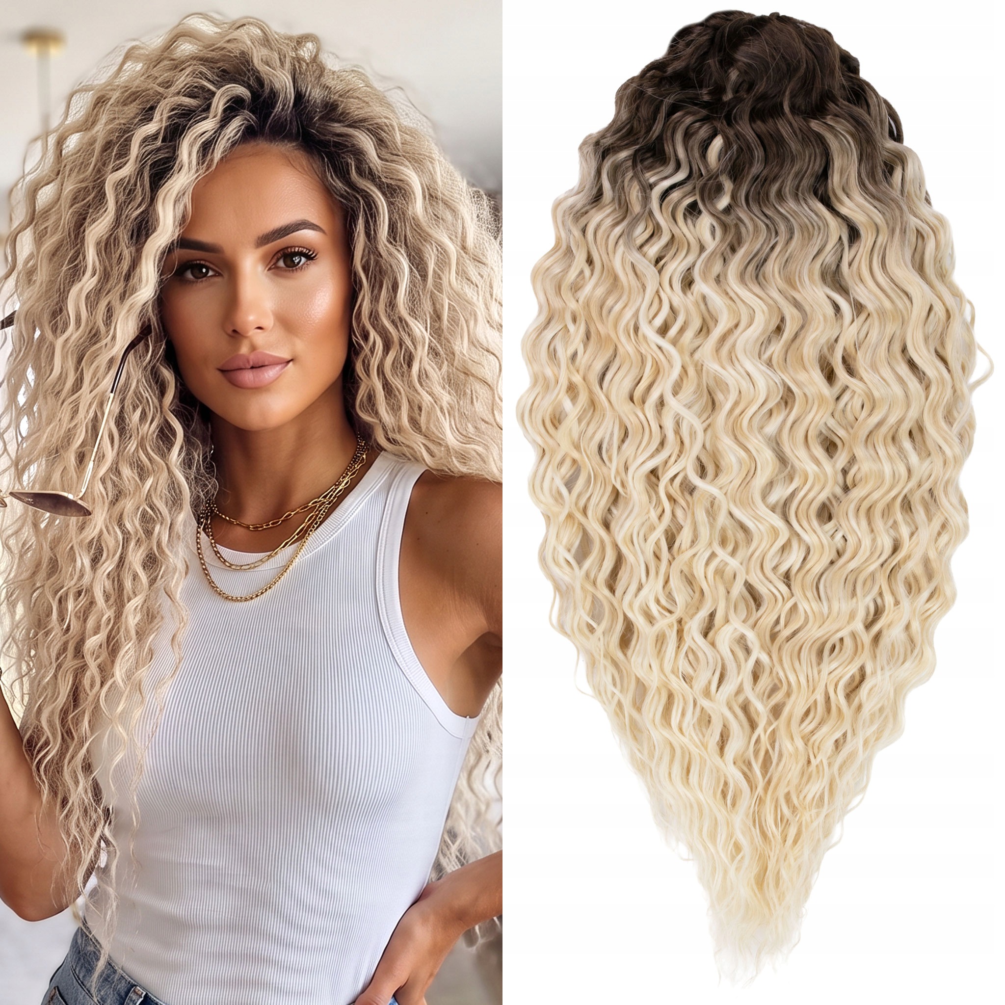 Włosy sztuczne Afroloki Ariel Pro Arielki blond balayage odrost 55cm 300g