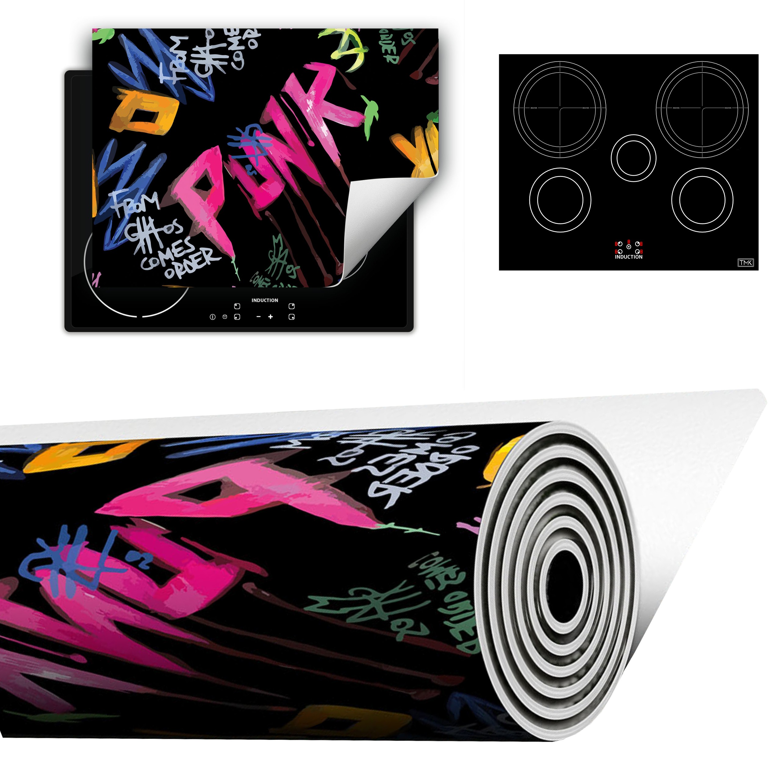 Vinylová Podložka Do Kuchyně Více Místa 70x52 černá punková