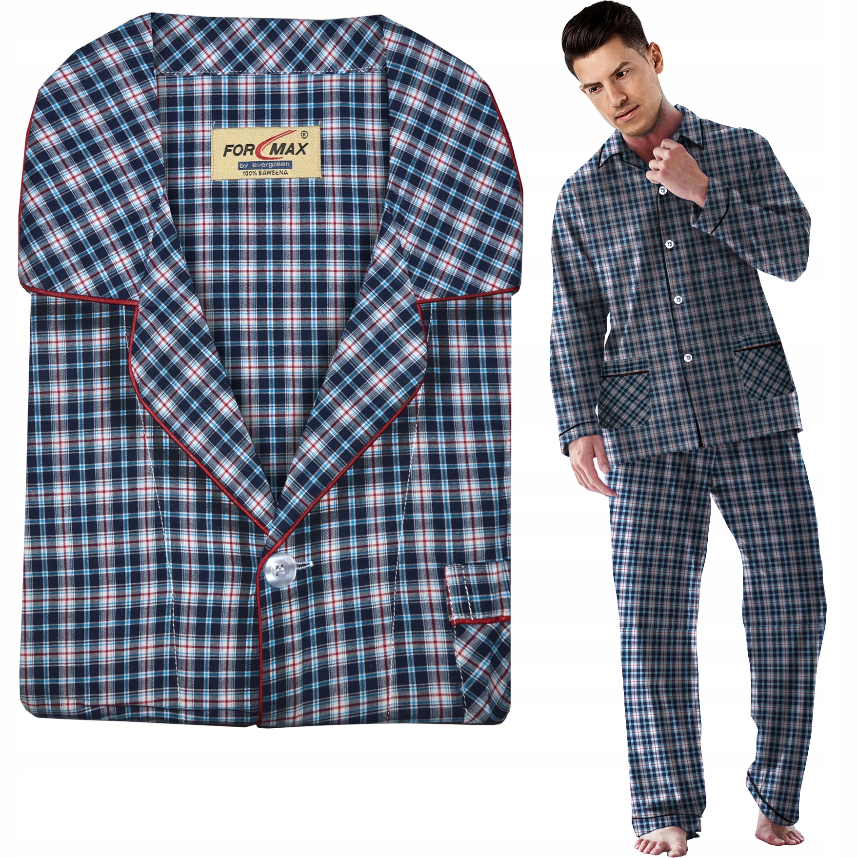 Komfortní pánské látkové pyžamo Rozepínací 100% Bavlna vel XXL