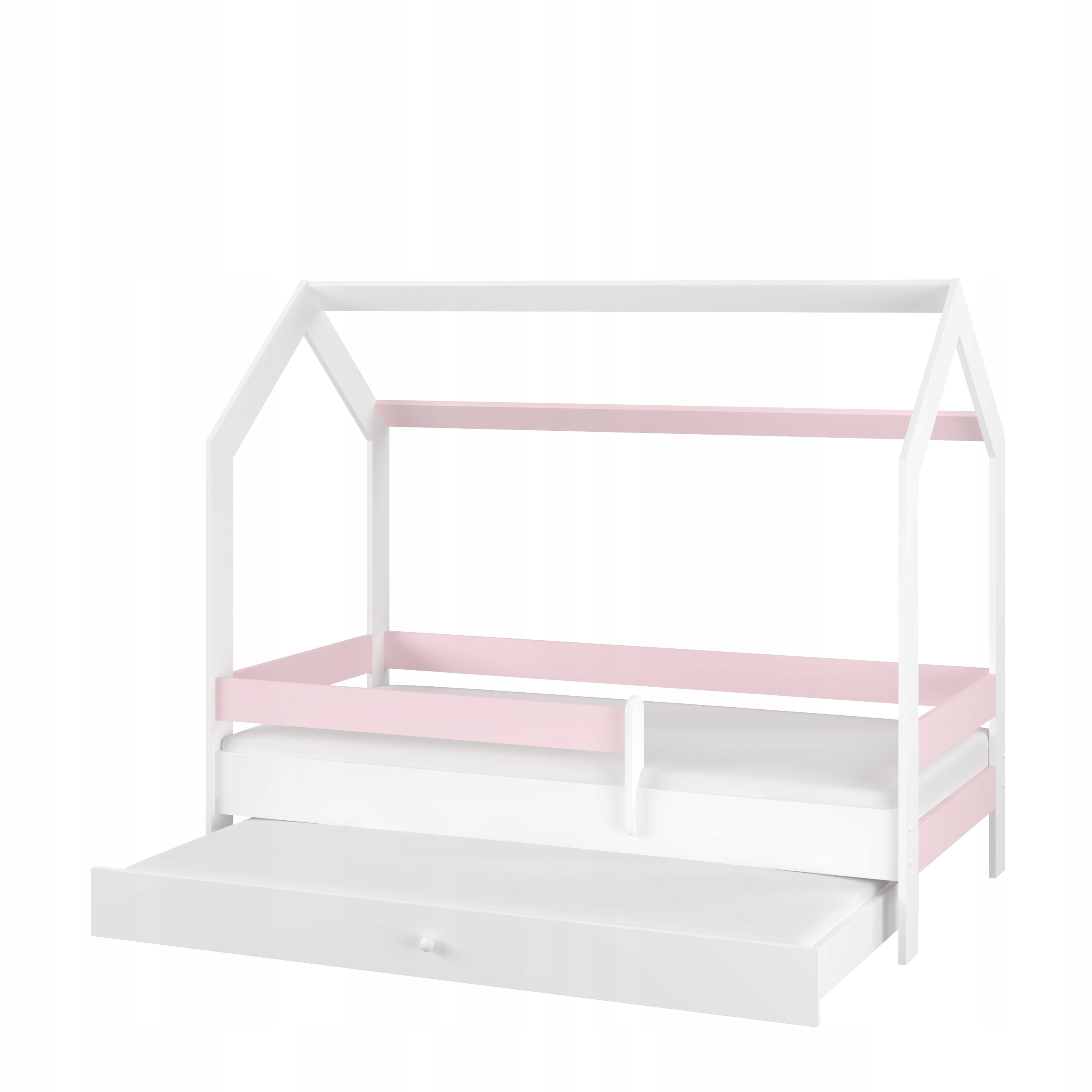 Łóżko dziecięce DOMEK PODWÓJNE BABY BOO 180x80 BIAŁY GŁADKI + RÓŻOWY