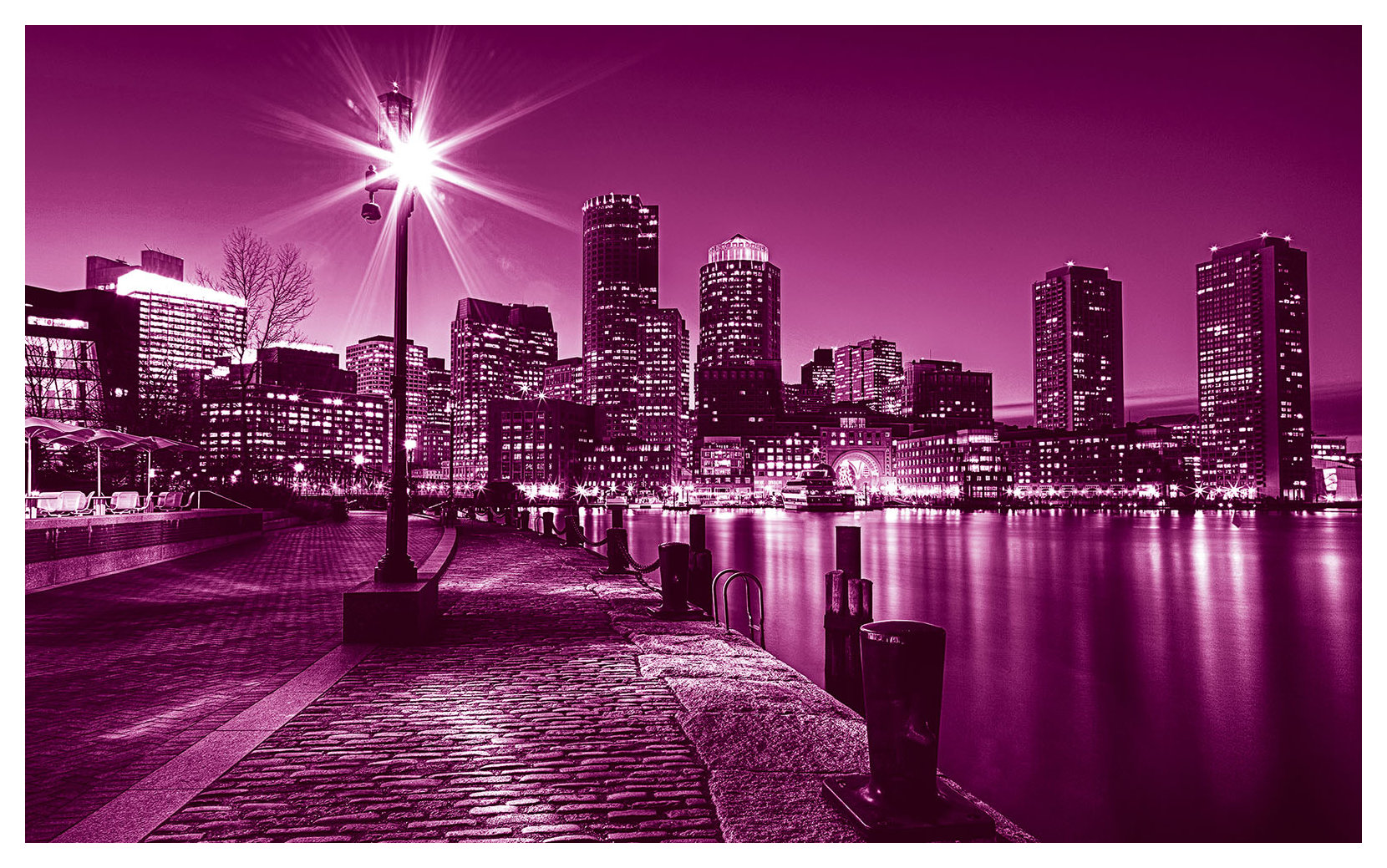 Tapeta Noční panorama města mrakodrapy odraz ve vodě 416x254 lepidlo