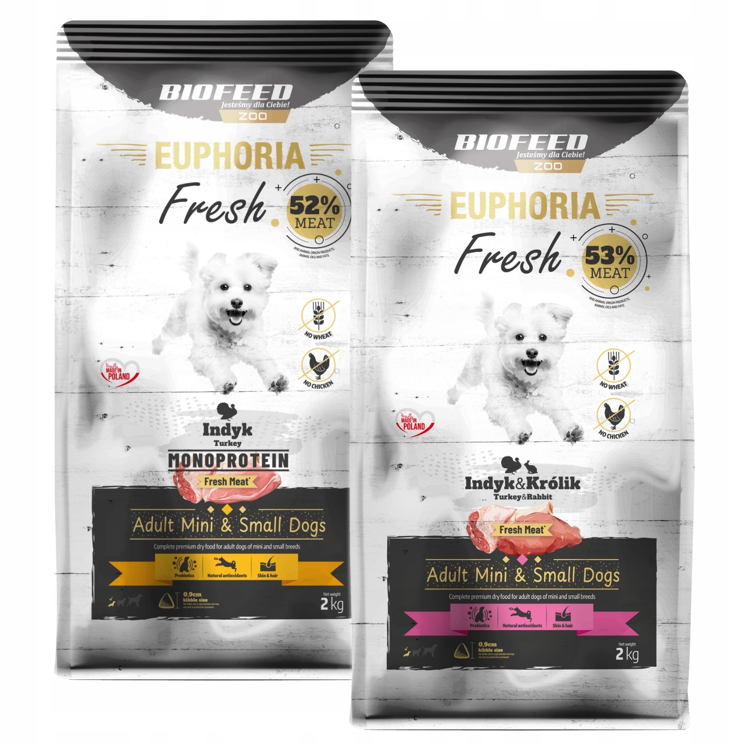 Levně Euphoria Fresh Meat Krmivo pro psy mini monoproteinové Krůta Králík Xs/s 2kgx2
