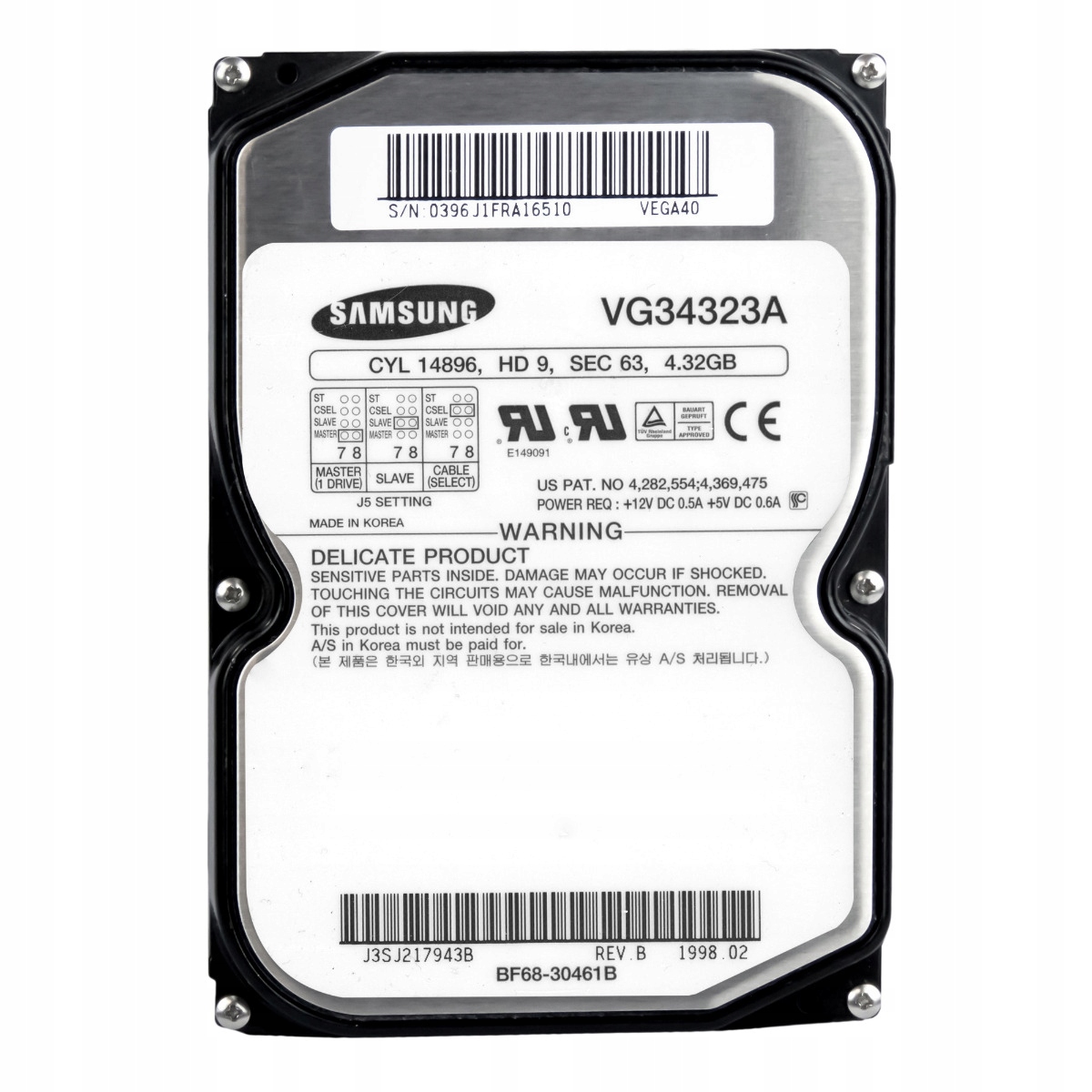 Samsung SpinPoint 4.3GB 5.4K Ata Ide 3.5" VG34323A