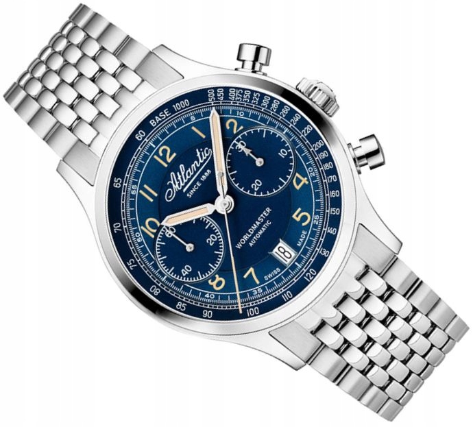 Švýcarské Pánské Hodinky Atlantic 52857.41.53 Worldmaster Bicompax 42 mm