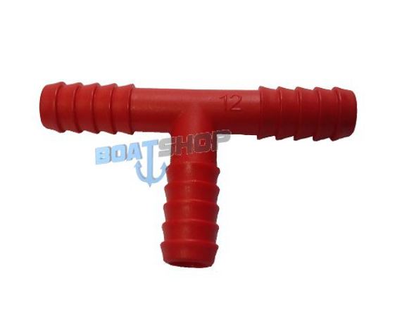 Trójnik PCV do wody czerwony na wąż 12 mm
