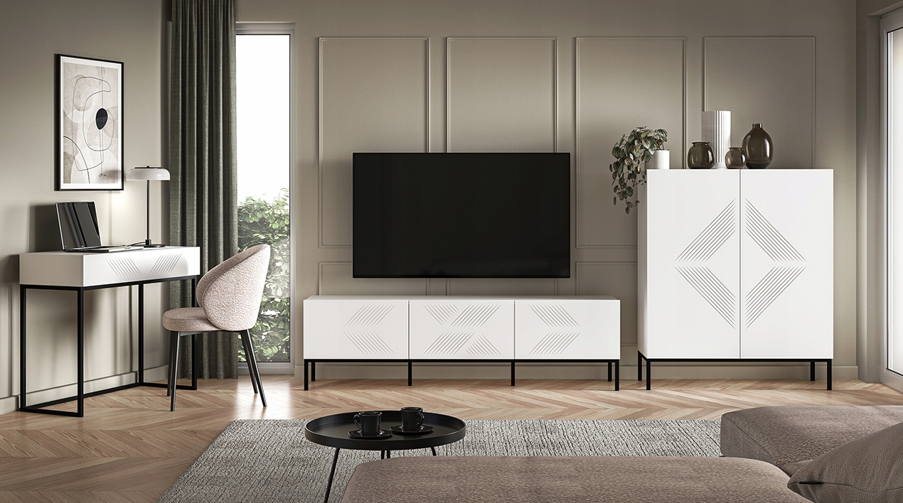 Nowoczesny Stolik Nocny 1SZ 50 cm Biały KLERMO Nogi ML